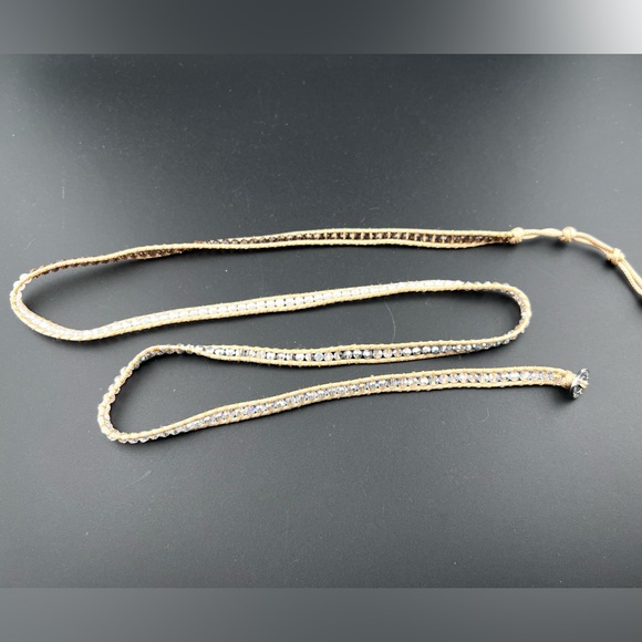 Victoria Emerson Beaded Wrap Bracelet Tri-Colored Crystals Sand Long 34”-37” - Picture 9 of 10